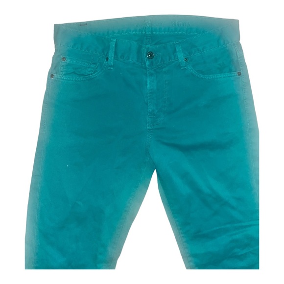 SEVEN 7 FOR ALL MANKIND MENS STANDARD Pant 31”inseam Green STRAIGHT LEG cotton - Picture 6 of 8